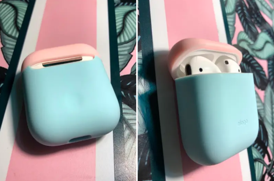 reviewer image of silicone case on airpods