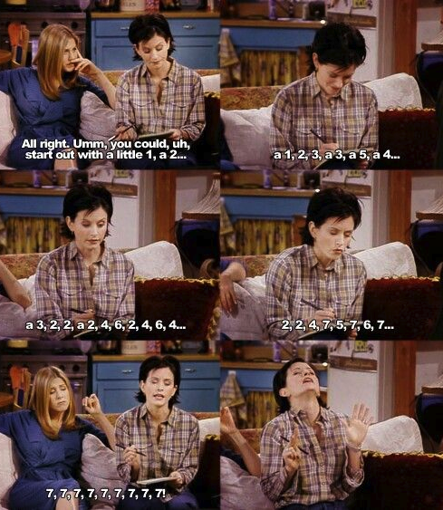 Friends, when Monica had a moment while telling Chandler about the seven er...