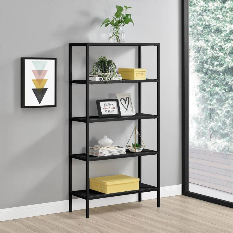 Promising review: “After assembling this bookcase, I am still very pleased with my selection. It has black metal posts and very dark brown wooden shelves. This bookcase is a little over 5 feet tall and about 30 inches wide. Small artwork, statues, and books would look lovely on this bookcase. A safety strap was included in the box, so the bookcase can be attached to the wall. This keeps small children safer so the bookcase cannot fall on them. This bookcase would go nicely in a study, a living room, and also in the bedroom.” —SJLee
Price: 8.09