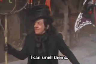 "The guy that sniffs out children in this movie is a nightmare human. He's got this giant nose, a crushed top hat, and greasy-looking black hair. He was the scariest thing to me when I was a kid. I still shutter when I see pictures of him."—a422d47d90