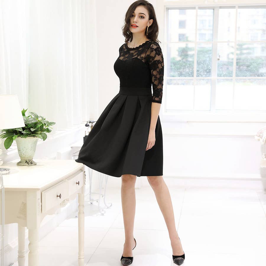 black dress walmart Celine Black Midi Dress- Sculpted Fit, Timeless Elegance| Emerald The Label main image 1