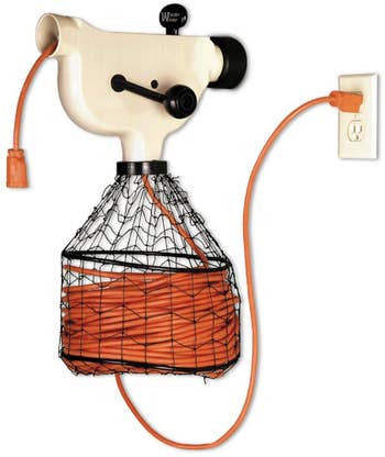 the hand crank with an orange cord