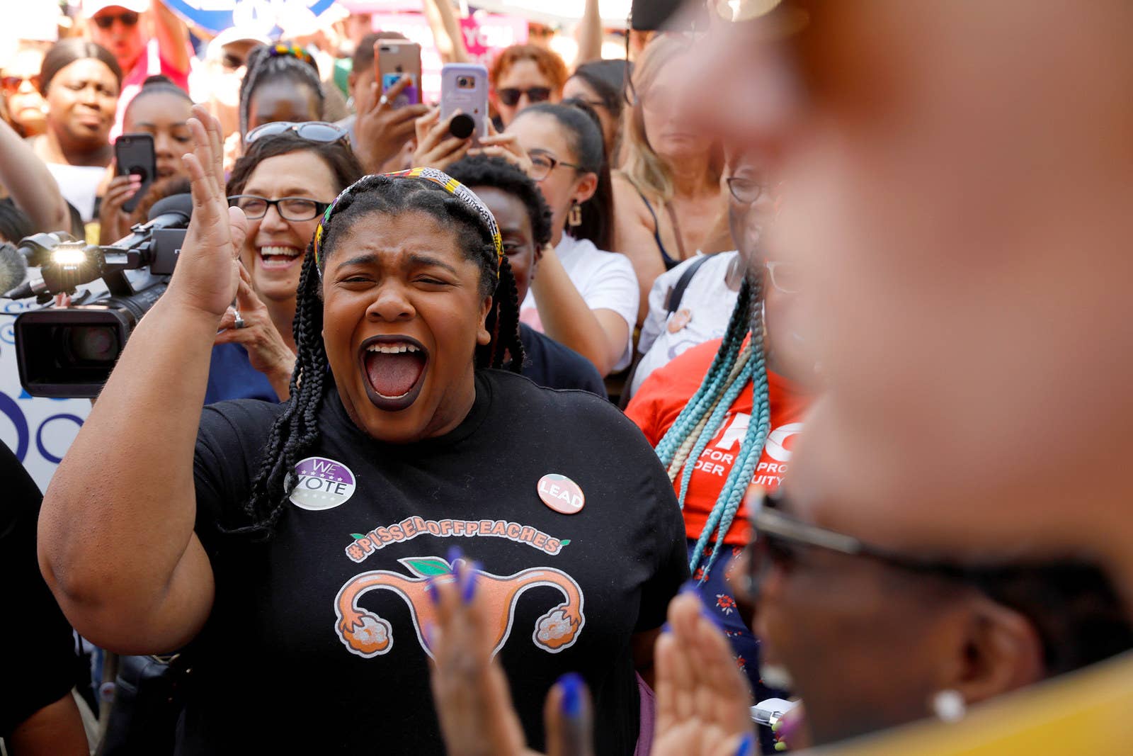 Abortion rights advocates attend a rally in Atlanta, Georgia.