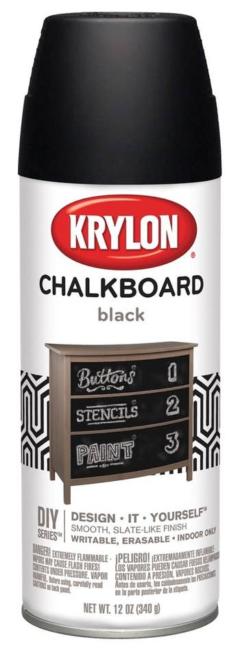 a spray can of black chalkboard paint