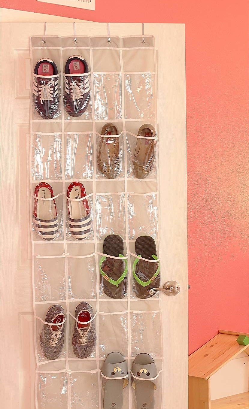 the over the door organizer with shoes inside