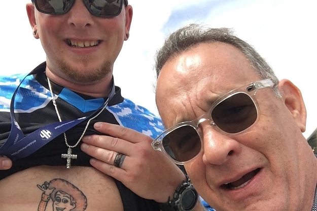 Tom Hanks Took A Selfie With A Dude With A Big Ol' Woody Tattoo On His Stomach