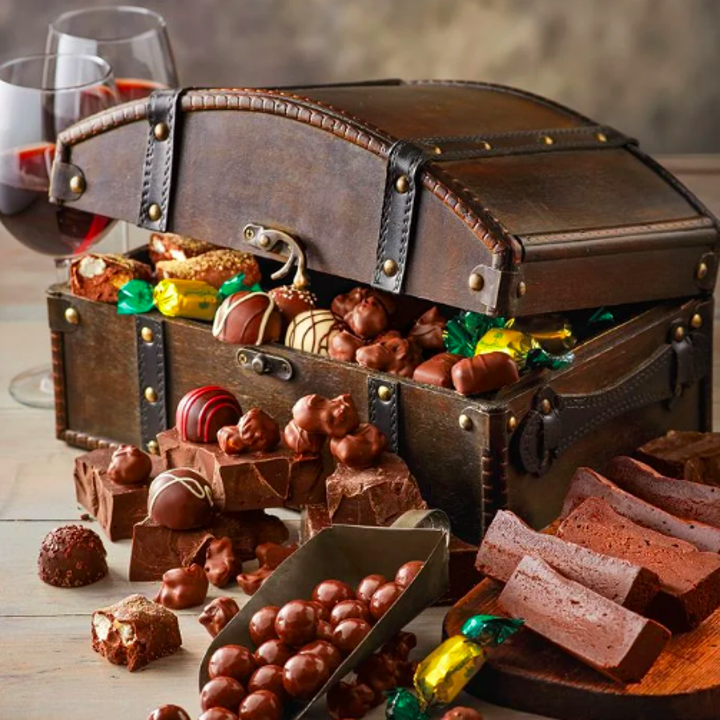A shot of the chocolate treasure box closed