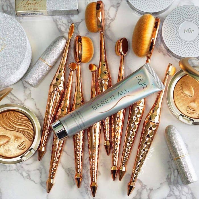 Promising review: "Beautiful brushes. For newbies, it includes a diagram explaining what which brush is for. Even after washing, I haven't seen any bristles fall out. The bristles are so soft and silky. Blends your makeup flawlessly and seem to be well-made and sturdy. The handles are not flimsy. Buy these brushes, they are worth well over the price." —AshleyGet a 10-piece set from Amazon for $16.81.