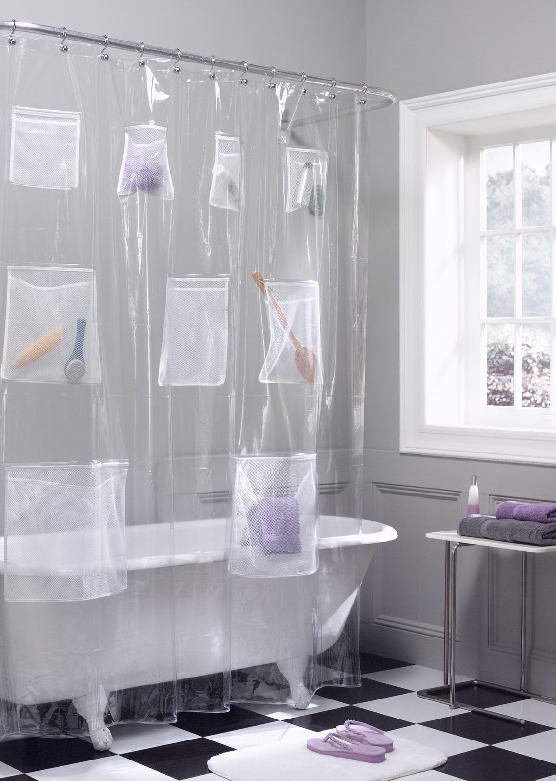 Promising review: &quot;Good quality; it has several pockets with two different sizes. It&#x27;s perfect for organizing and storing bathroom/cleaning/toiletries items. I put my decorative shower curtain in front of it so you don&#x27;t see anything. It allows me to then have more room under my sink.&quot; —Mommyorganizer Price: .84
