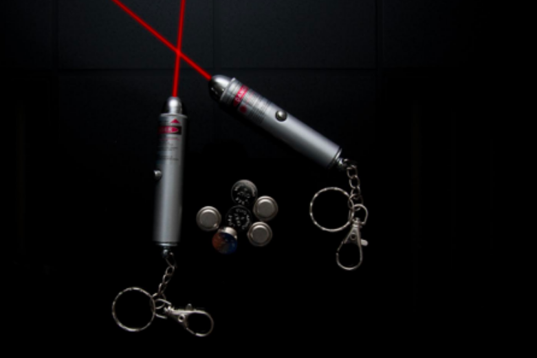 Two laser pointers with keychain attachments 
