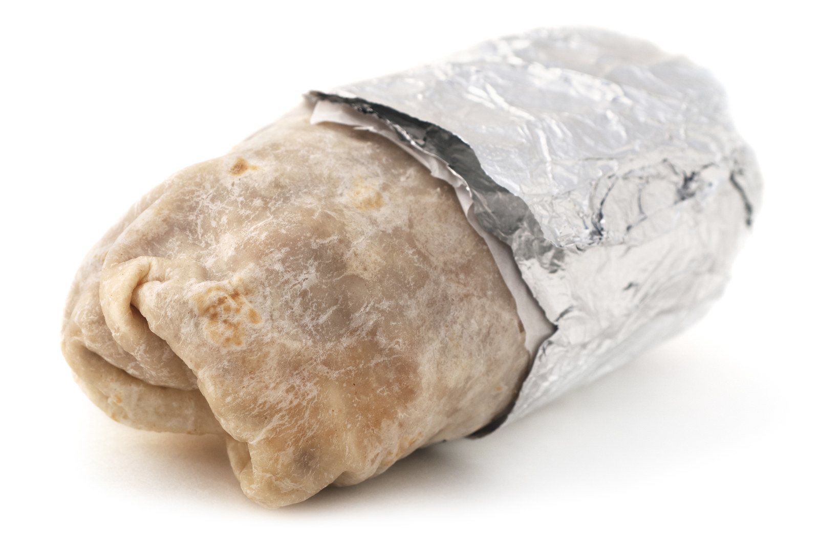Burrito wrapped in aluminum foil