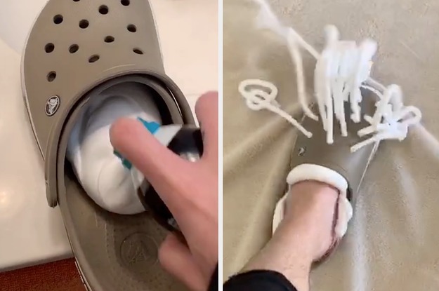 croc shaving cream challenge