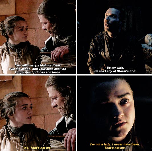 We also saw this scene referred to when Arya saw Nymeria last season and Nymeria rejected going home to Winterfell with her. This foreshadowed Arya's own plot this season.