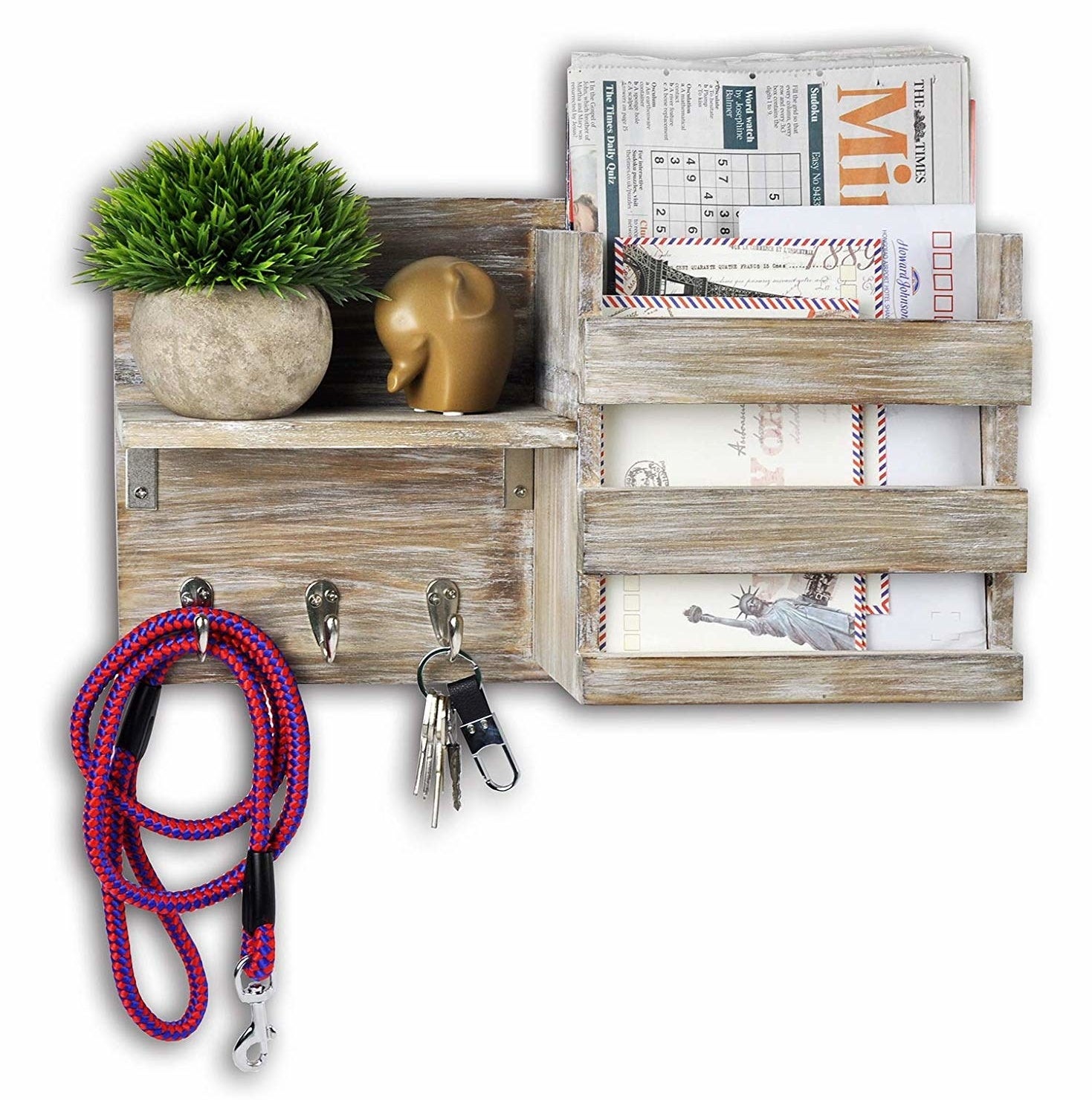 a stock image of the mail and key organizer holding various items