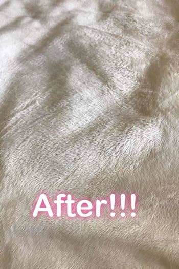 A reviewer's clean fabric after using the stain remover