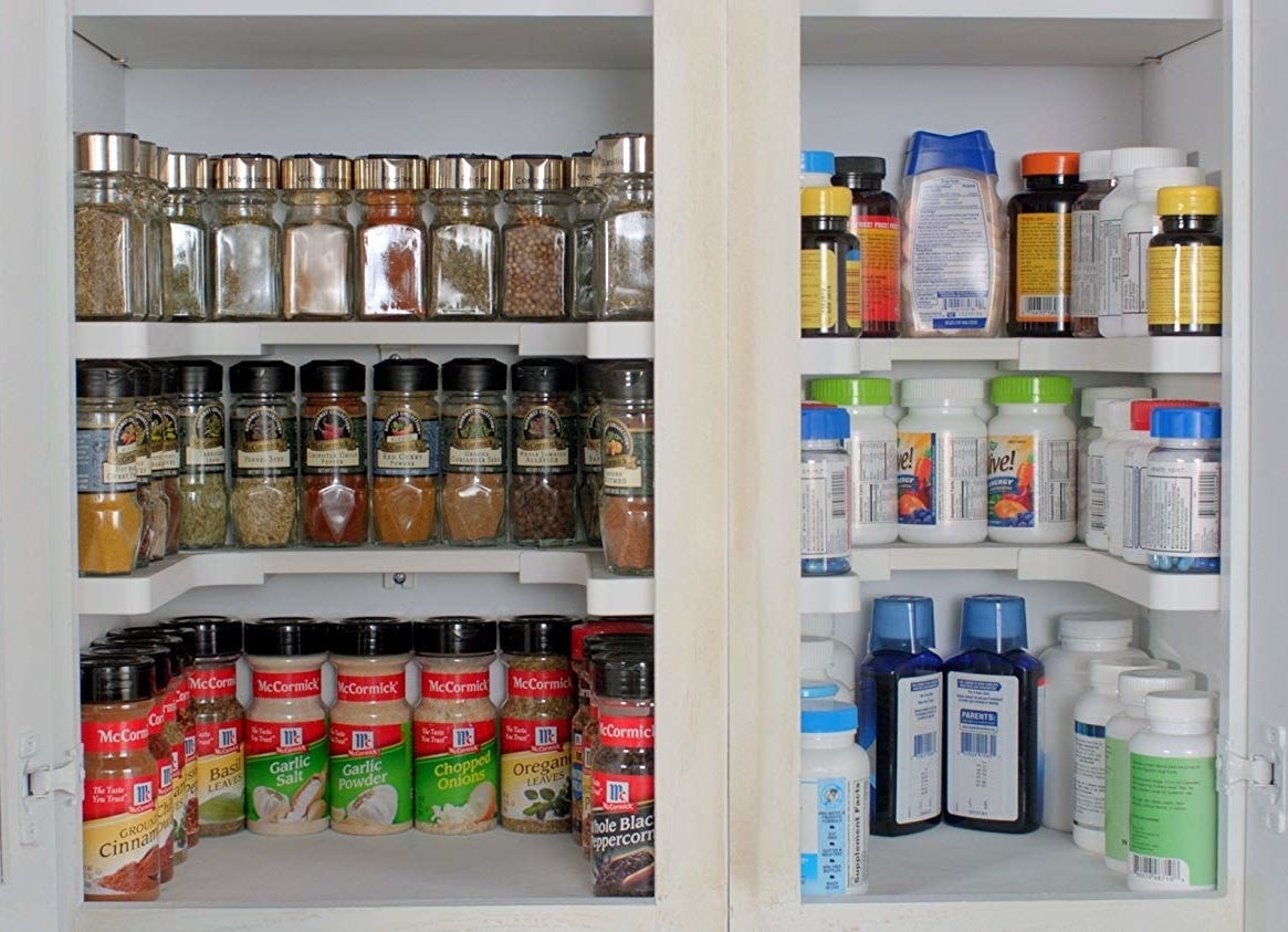 a spice cabinet and vitamin cabinet with the u-shaped shelves inserted