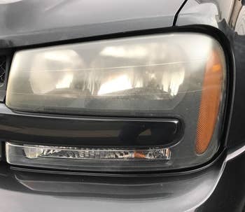 reviewer's cloudy car headlight