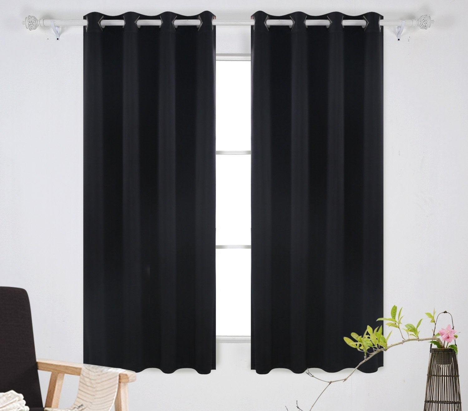 The curtains in black