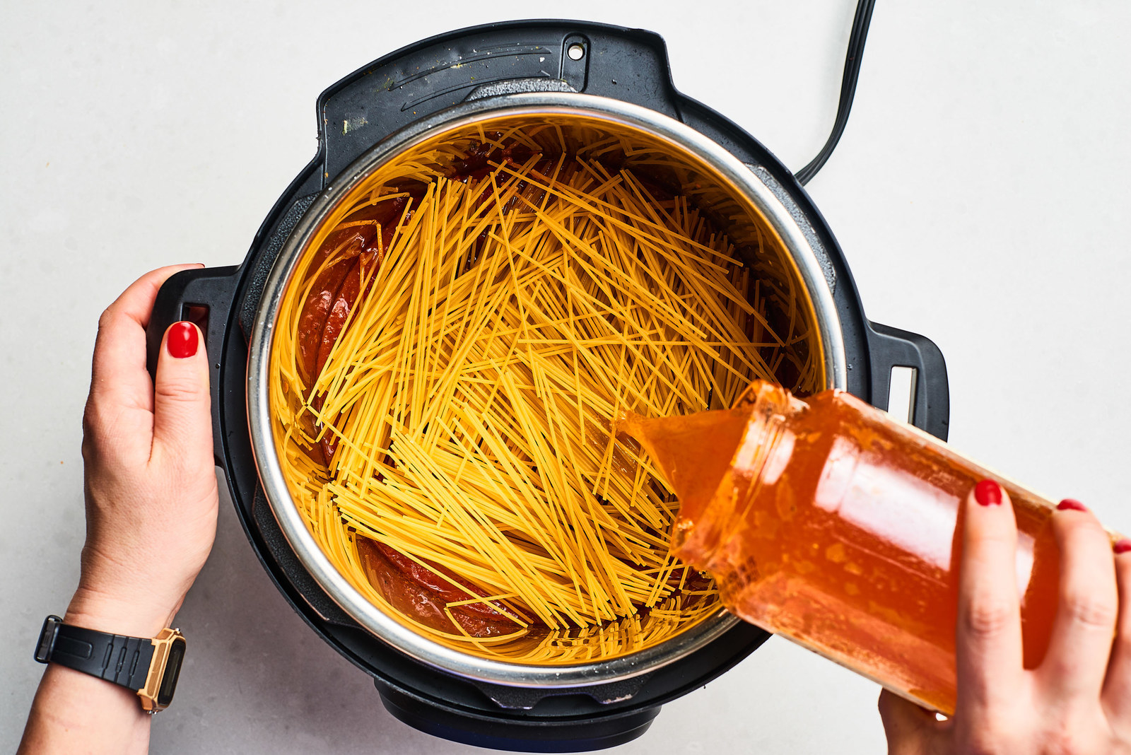 Making shortcut Instant Pot spaghetti