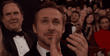 Gif of Ryan Gosling clapping