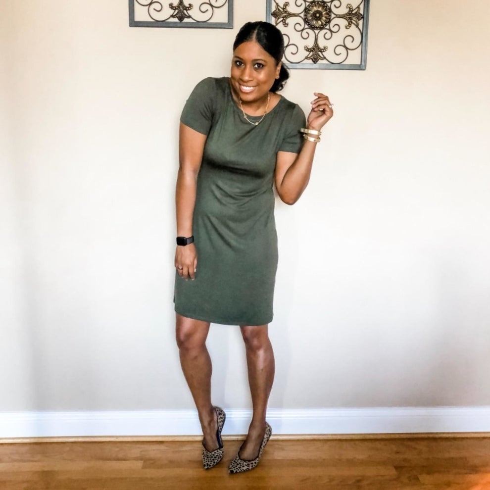 open lace back dress Never Too Late Olive Green Corduroy Dress, Large - The Mint Julep Boutique main image 0