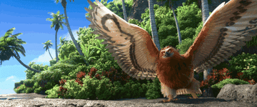 Maui from Moana, transforming from his eagle form to his human form