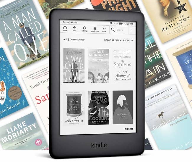 The Kindle in black with text 