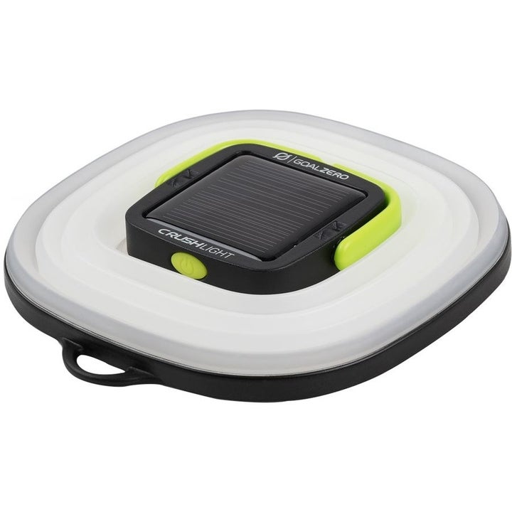 collapsed lantern with solar panel on top