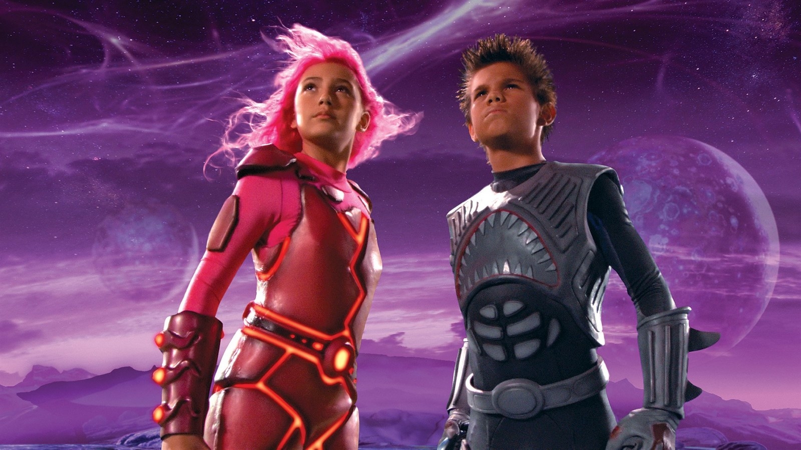 Sharkboy and Lavagirl standing side by side