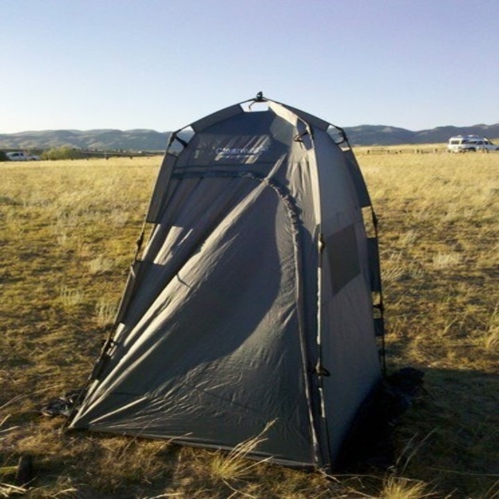 tented portable toilet outdoors