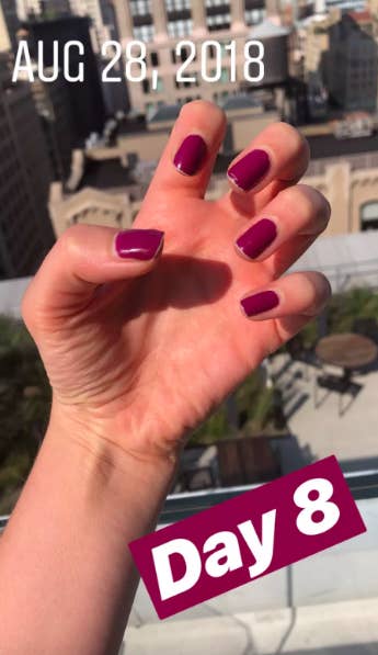 Another photo by Abby showing the same manicure with the caption 