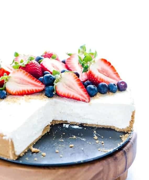 cheesecake with slices cut out