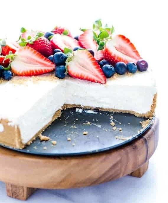cheesecake with slices cut out