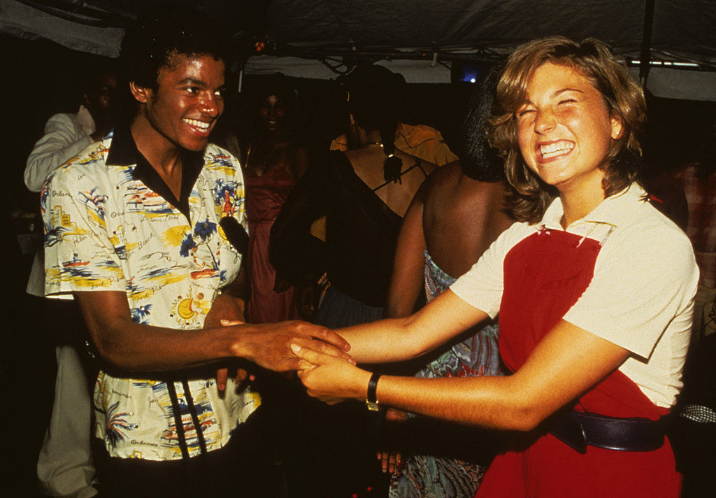 1978: Michael Jackson and Tatum O' Neal dance at a party held inside a...