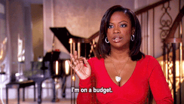 Gif of Kandi Burruss on Housewives of Atlanta saying &quot;I&#x27;m on a budget&quot; 