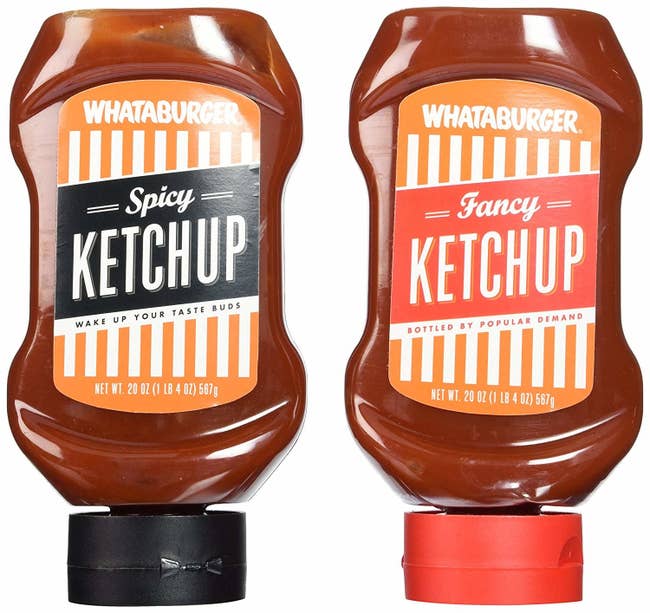 two bottles of ketchup