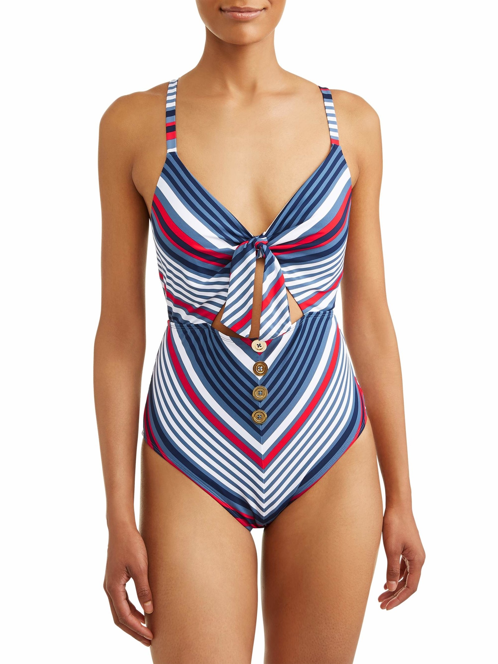 striped one piece swimsuit walmart