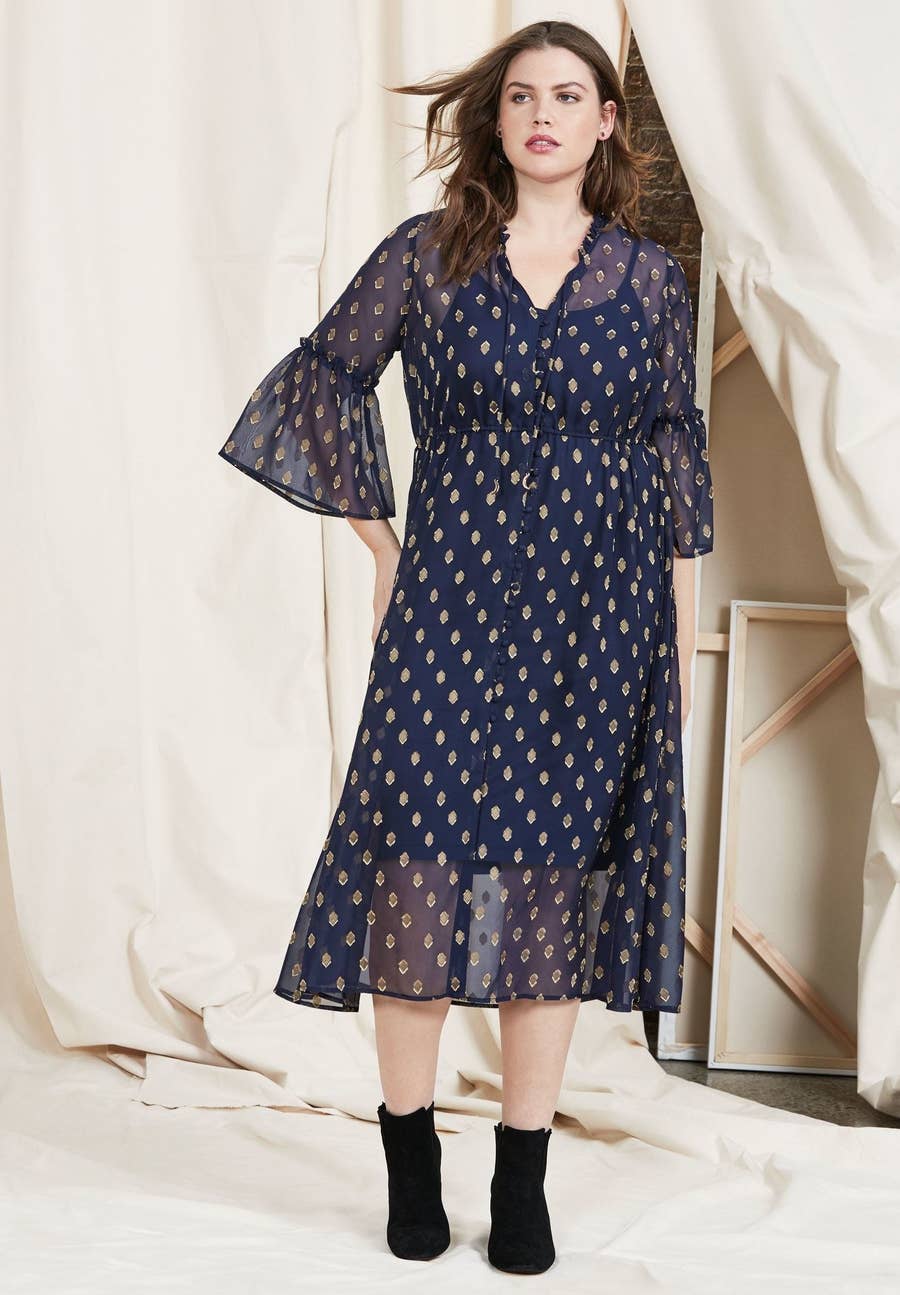 walmart navy blue dress Plus-Size Navy Blue Long Formal Prom Dress by La Femme