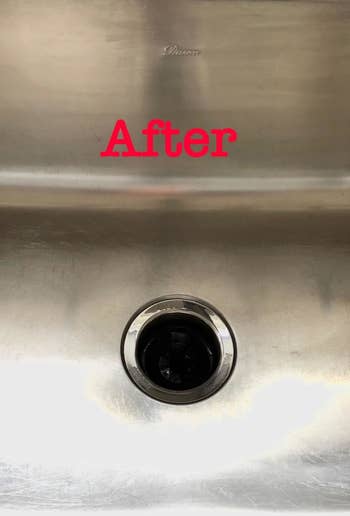 The same sink shiny after using the polish