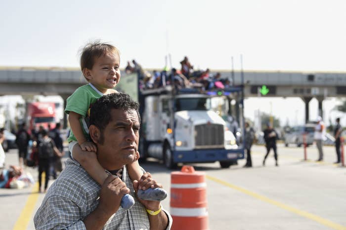 Central American immigrants, taking part in a caravan to the US, in Mexico in November 2018.