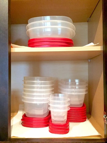 A reviewer's cabinet, with the containers neatly stacked