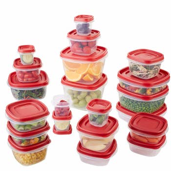 The containers with lids on