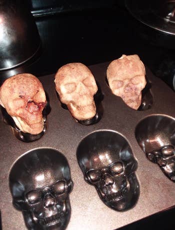 Reviewer photo of cakelet pan with with skull molds