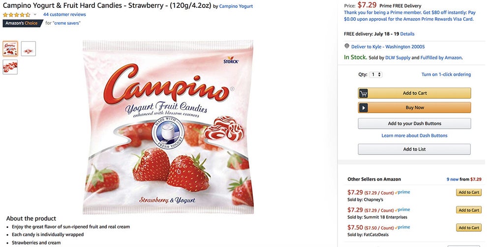 Buy Campino Yogurt & Fruit Hard Candies - Strawberry - (120g/4.2oz