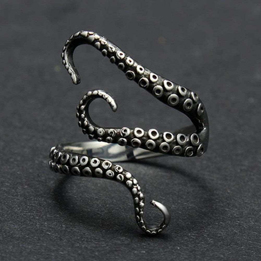 ring with three tentacles. its open so you can adjust the size of the ring 