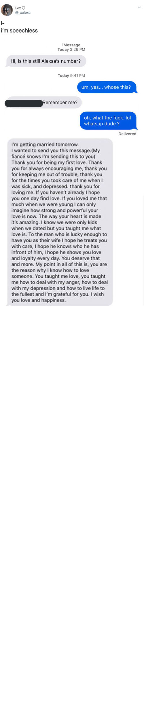 This Woman Got A Text From Her Ex Right Before His Wedding Day, And Its Surprisingly Heartwarming