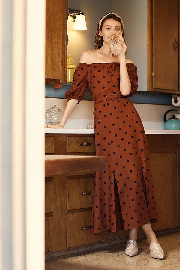 brown silk long sleeve dress Exclusive Brown Long Sleeve Maxi Dress main image 0