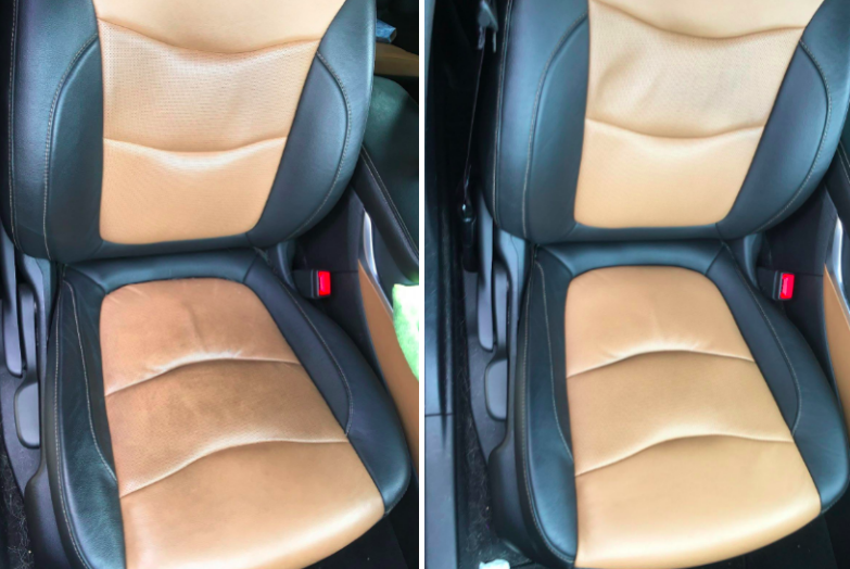 CAR GUYS super cleaner test on leather upholstery 