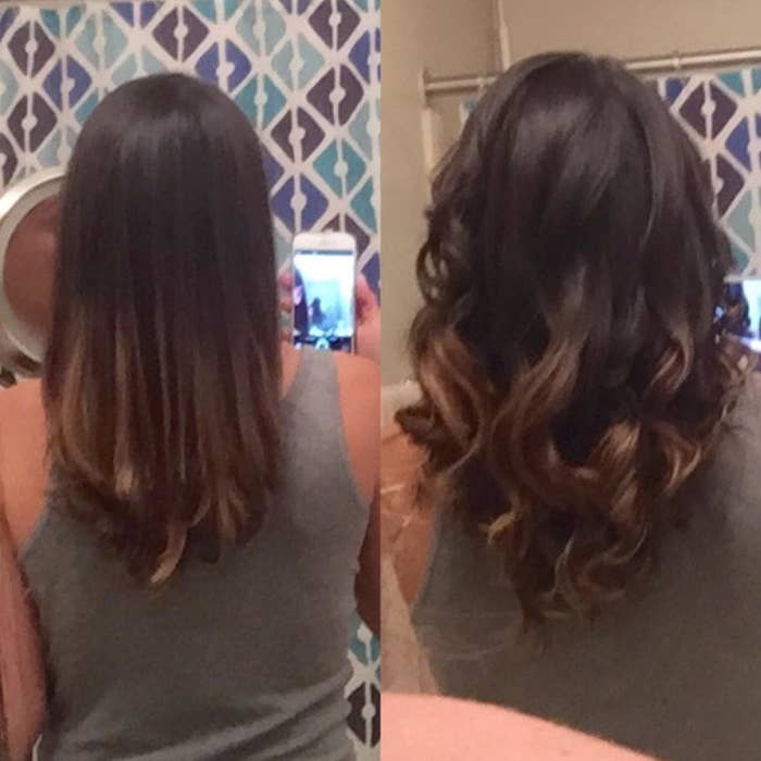 Reviewer with straight hair on the left and curls on the right