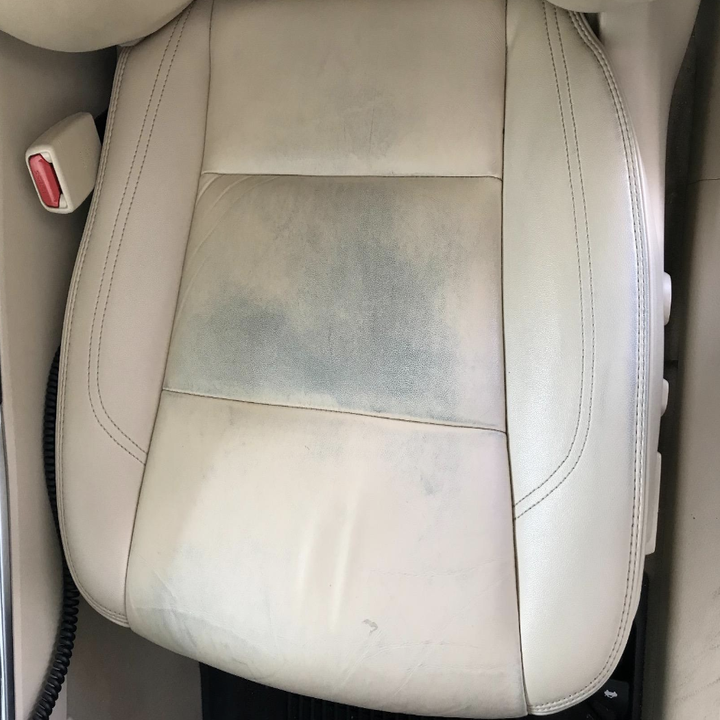 a reviewer's stained leather seats